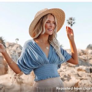 Mustard Seed Boho Smocked Top BROWN worn 1x!